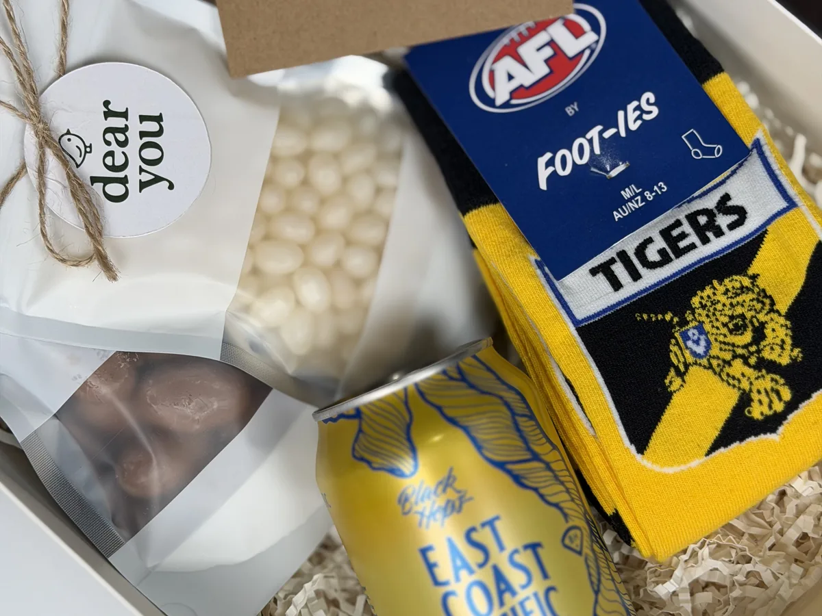 Gift box from Ben C.'s order — Tigers box · Varsity Lakes